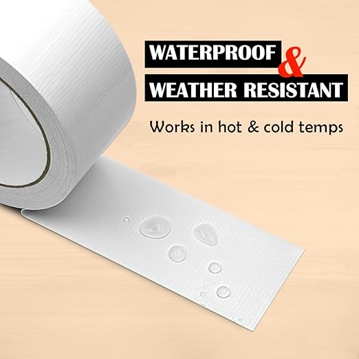 White Duct Tape Bulk Pack Heavy Duty: Wide Waterproof Outdoor Duck Furniture Repair Tape - Strong Adhesive Weather UV Resistant No-Residue Masking Tapes Patterns Variety Pack (6, White)