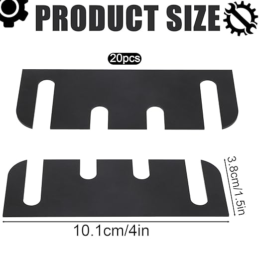 20pcs Door Hinge Shims, 10.16cm/4in PVC Hinge Shims Adjustable Spacer for Doors Filling Gaps Align for Repair Kit (Black)