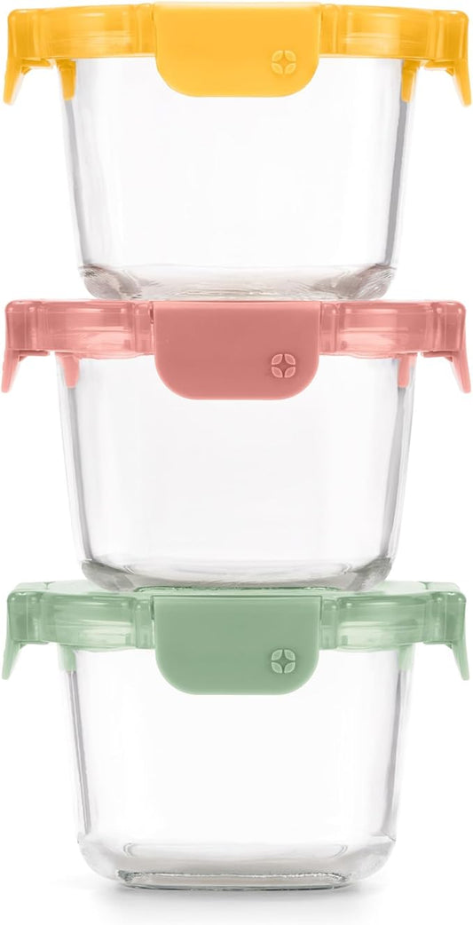 Ello Color Lock 8PC Mixed Glass Food Storage Sets, Leak-Proof Glass Food Storage Containers