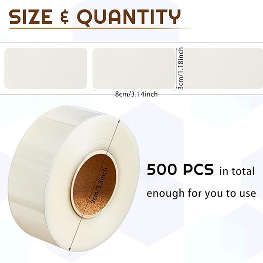Zonon 500 Pcs Label Protector Back to School Clear Labels Stickers Wafer Seals Waterproof Labels Library Supplies for Protecting Barcodes, Numbers and Stickers (3.14 x 1.18 Inch,Rectangle)