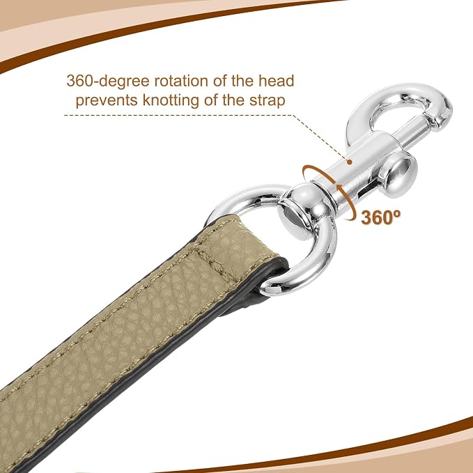 uxcell 19.29 Inch PU Leather Short Bag Strap with Clasp, Purse Handles Handbags Replacement Straps for Clutch Bag Underarm Bags, Khaki, Silver Buckle