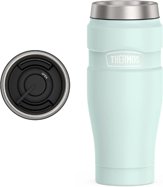 THERMOS Stainless King Vacuum-Insulated Stainless Steel Tumbler - 16oz, Matte Light Blue - Insulated Coffee Tumbler for Hot & Cold Drinks - Leak-Proof & Sweat-Proof for Commuting & Traveling