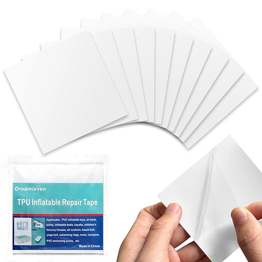 Clear TPU Inflatable Repair Kit for 2.7x2.7 Inch,10 Pcs | Heavy Duty Vinyl Repair Tape for Inflatable Water Slide, Pool Float, Air Mattress, Bounce House,Tent & All Vinyl Inflatables