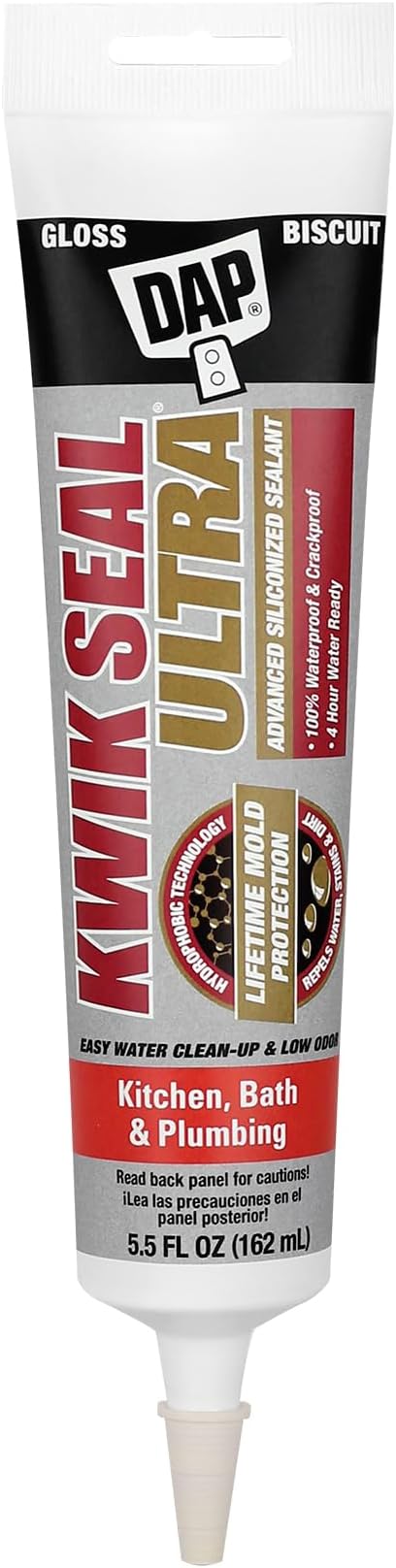 DAP 18916 Kwik Seal Ultra Biscuit 5.5 oz Premium Siliconized Sealant