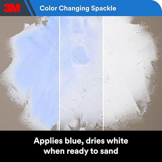 3M High Strength Color Changing Spackling Compound, 32 oz Tub, 6 Pack – Blue-to-White Drying Formula, Fast-Drying, No Shrink, Primer-Enhanced, Professional Interior and Exterior Wall Repair Compound