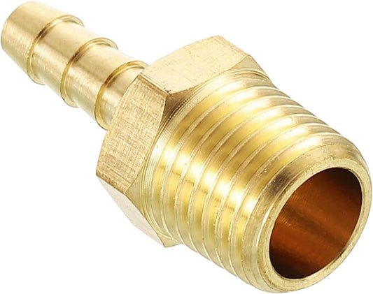 Pack of 1 Brass Hose Barb Fittings Adapter Connector 3/16" Hose Barb to 1/4" NPT Male Fittings for Home Machines, Massage Bathtubs, and Irrigation Systems