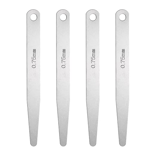 HARFINGTON 4pcs Metric Thickness Feeler Gauge 0.75mm Single Blade Oval Feeler Gauge 304 Stainless Steel Gap Measuring Tool for Repair Valve Guitar Spark Plug