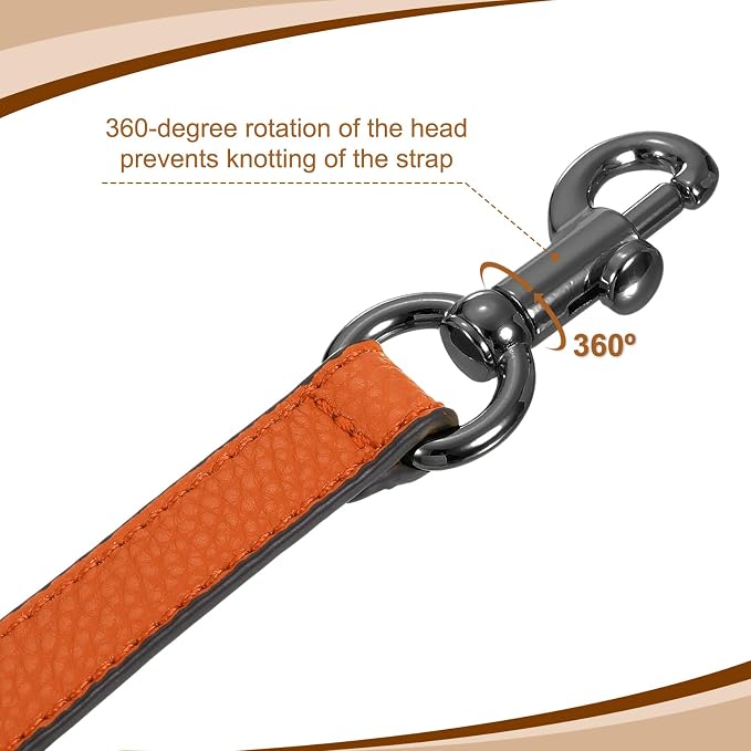 uxcell 25.59 Inch PU Leather Short Bag Strap with Clasp, Purse Handles Handbags Replacement Straps for Clutch Bag Underarm Bags, Orange, Grey Buckle