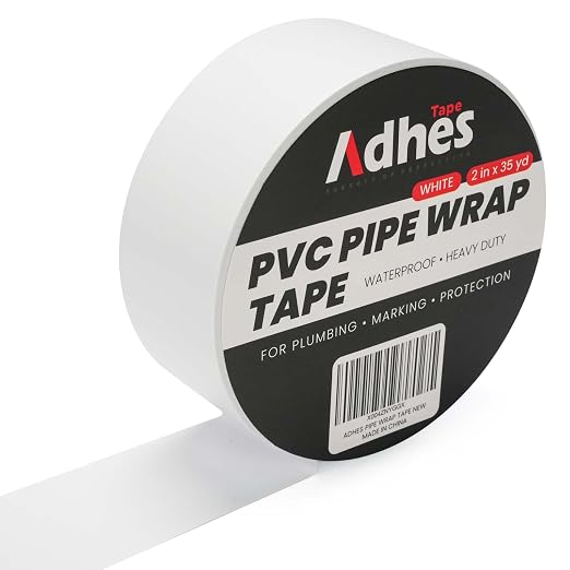 ADHES PVC Pipe Wrap Tape, 2 Inch X 35 Yds, Corrosion Protection Pipe Tape, Weatherproof PVC Tape for Drain Pipe, Metal & Electrical Piping, Underground Pipe, White