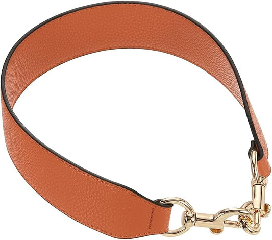 uxcell 22.83 Inch PU Leather Short Bag Strap with Clasp, Purse Handles Handbags Replacement Straps for Clutch Bag Crossbody Underarm Bags, Orange, Gold Buckle