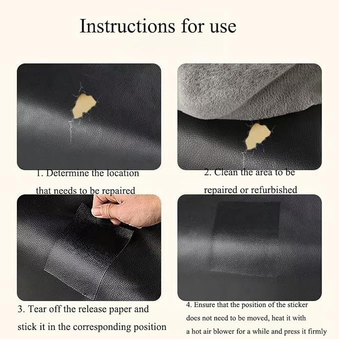 Leather Repair Patch Tape Kit,Self Adhesive Leather Repair Kit for Furniture,Vinyl Repair Kit for Couch,Sofa,Car Seats,Office Chair Luggage (Grey,16.93"×78.74")