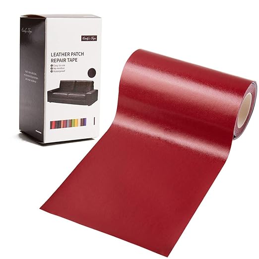 Leather Repair Patch Kit Burgundy 4 x 60 inch Leather Repair Tape Self Adhesive Patch for Furniture, Couch, Sofa, Car Seats Computer Chair First Aid Vinyl Repair Kit