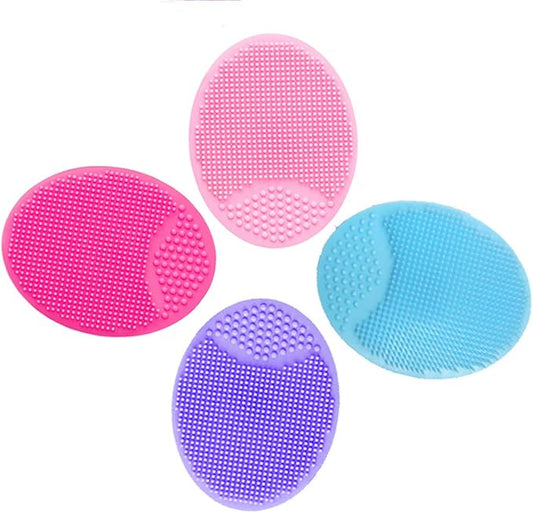 Face Scrubber,Soft Silicone Facial Cleansing Brush Wash Sponge Massage Pore Blackhead Removing Exfoliating Scrub for Sensitive Greasy Dry and All Kinds of Skin (4-Mixed Color)