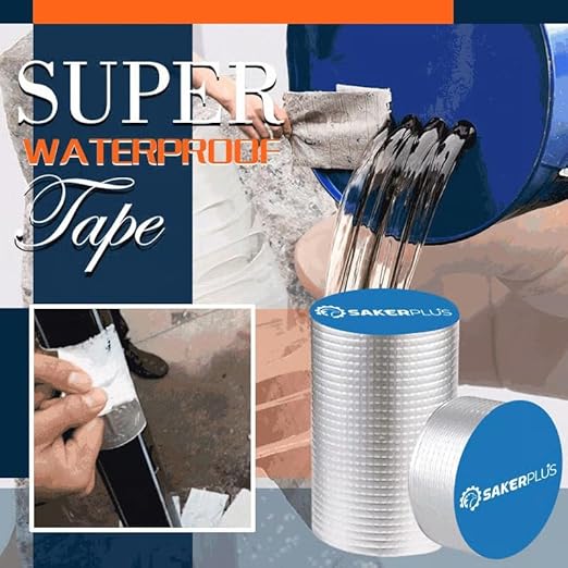 SakerPlus Super Waterproof Tape, Waterproof Sealing Tape, Aluminum Foil Tape for RV Repair, Window, Silicone, Glass (5cm*5m)
