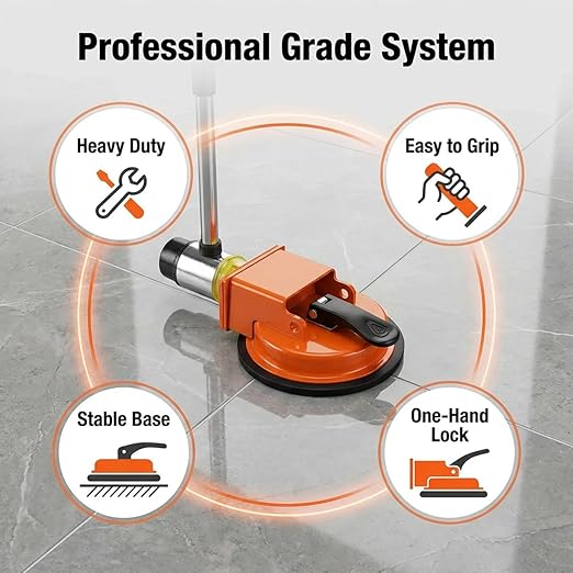Floor Gap Fixer Tool with Suction Cup, Heavy Duty Flooring Gap Repair Tool for Laminate, Vinyl, Hardwood & Tile Floors, Easy Gap Adjuster, Non-Slip Handle, Orange