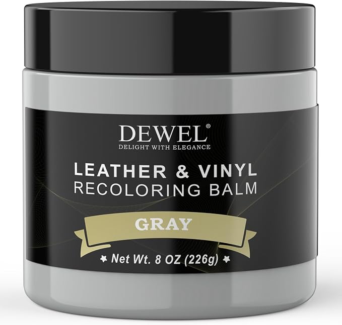DEWEL Leather Recoloring Balm, Gray Leather Color Restorer for Scratched and Faded, Leather Scratch Remover, Upgrade Leather Repair Kit for Restore Couches, Car Seats, Shoes, Boots