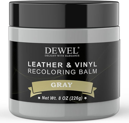 DEWEL Leather Recoloring Balm, Gray Leather Color Restorer for Scratched and Faded, Leather Scratch Remover, Upgrade Leather Repair Kit for Restore Couches, Car Seats, Shoes, Boots