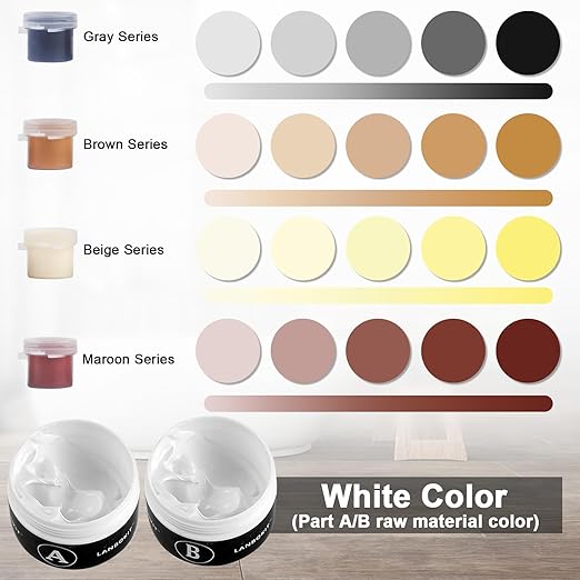 LANBOKIT Tile, Granite and Marble Repair Kit(Color Match), 3.7 OZ Tub and Fiberglass Shower Repair Kit with Strong Adhesion, Porcelain Stone Repair Kit for Cracks, Holes, Chips, Scratches, Dents