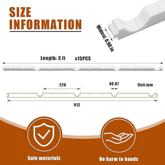 9 Inch R-Shaped Panel Foam Closure Strips for Metal Corrugated Roofing Panels, Thermal Insulation and Noise Reduction Outside Roof Closure Strips, 3ft Long Outside 9 Inch, 15 Pcs, White