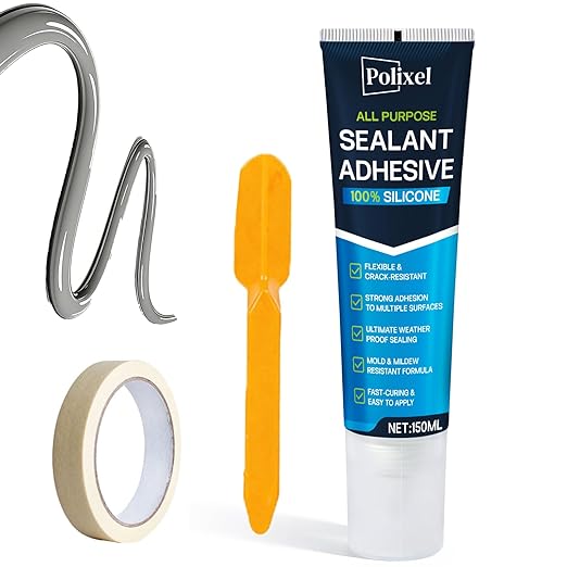 Gray RTV Silicone Sealant Adhesive – 100% Waterproof Caulk for Bathroom, Kitchen, Automotive, Windows & Plumbing Shrink & Crack Proof, Flexible, Strong Adhesion – 5oz / 150g