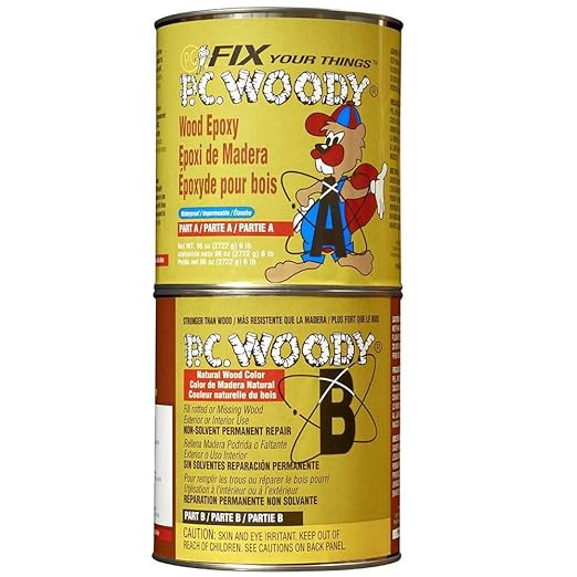 PC Products PC-Woody Wood Repair Epoxy Paste, Two-Part 96 oz in Two Cans, Tan 128336