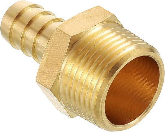 Pack of 1 Brass Hose Barb Fittings Adapter Connector 1/2" Hose Barb to 3/4" NPT Male Fittings for Home Machines, Massage Bathtubs, and Irrigation Systems