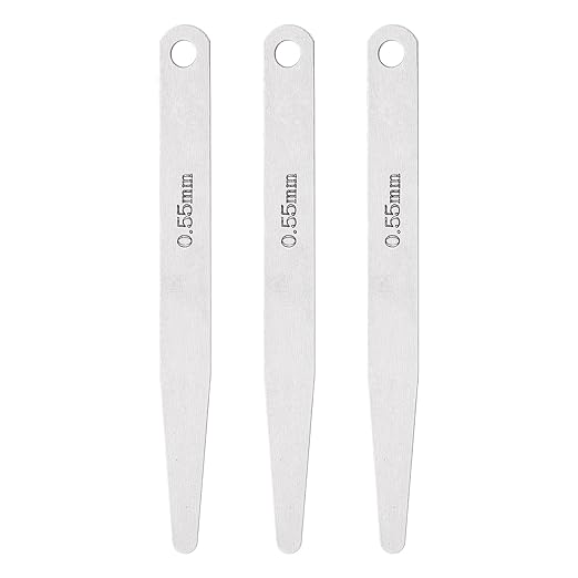 HARFINGTON 3pcs Metric Thickness Feeler Gauge 0.55mm Single Blade Oval Feeler Gauge 3CR-13 Stainless Steel Gap Measuring Tool for Repair Valve Guitar Spark Plug