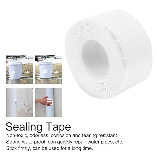 White Silicone Rubber Sealing Tape 0.98in x 9.8ft, Self Fusing Plumbing Pipe Repair Leak Stopper Tool for Hose Bucket Window Emergency Maintenance