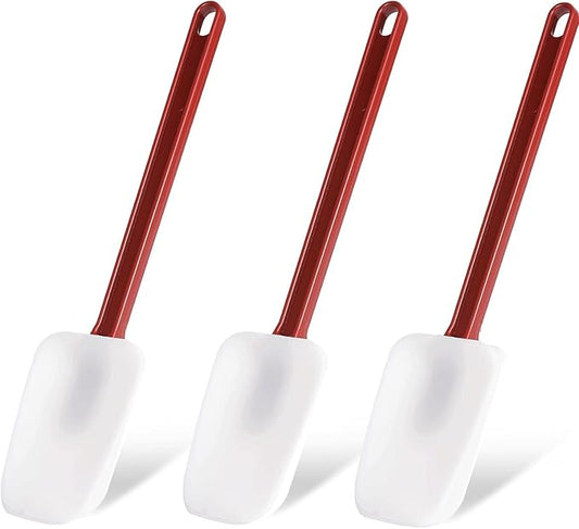 Silicone Rubber Spatula and Spoon Rubber Spatula Set of 3, High Heat Spatula Spoon, Commercial Spatula for Cooking, Commercial Rubber Spatula (3 Spoonula 16 Inches), White