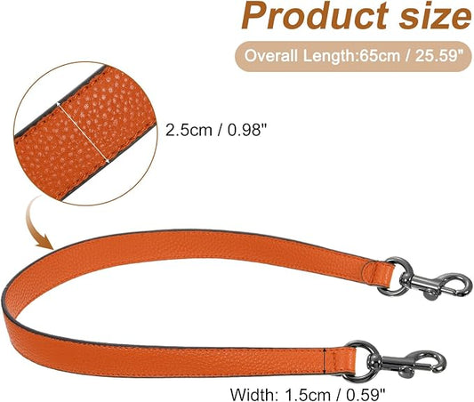 uxcell 25.59 Inch PU Leather Short Bag Strap with Clasp, Purse Handles Handbags Replacement Straps for Clutch Bag Underarm Bags, Orange, Grey Buckle