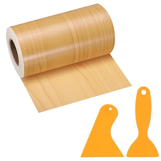 PATIKIL Wood Grain Repair Tape, 4" x 33' Self Adhesive Realistic Wood Tape with Scraper Durable Repair Patch for Furniture Floor Window Door Table DIY Home Decor, Cherry Wood