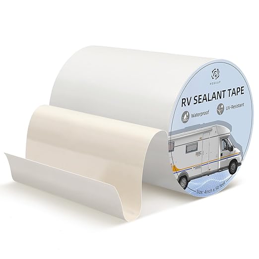 RV Roof Repair White Tape, 8 Inch X 50 Feet, RV Repair Seal Tape for Camper Roof Repair, Trailer Roof Sealant, Stop Camper Roof Leaks, UV-Resistant, Weatherproof