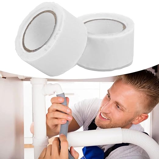 Self Fusing Silicone Tape, Waterproof Insulation Adhesive Tape, 2 Rolls 1.5m x 2.5cm - Heat, Easy Tear, Durable Pipe and Hose Repair Solution (White)
