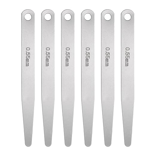 HARFINGTON 6pcs Metric Thickness Feeler Gauge 0.55mm Single Blade Oval Feeler Gauge 304 Stainless Steel Gap Measuring Tool for Repair Valve Guitar Spark Plug