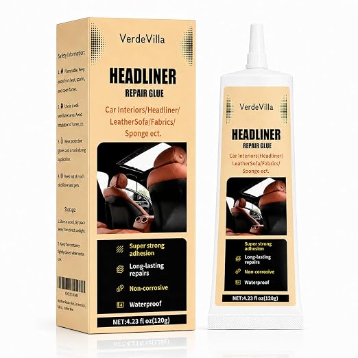 Headliner Repair Glue, Car Headliner Adhesive with Brush, Car Roof Liner Fabric Adhesive, Upholstery Glue for Cars,Headliner Repair Kit, Suitable for Automotive interiors, Fabric, Leather