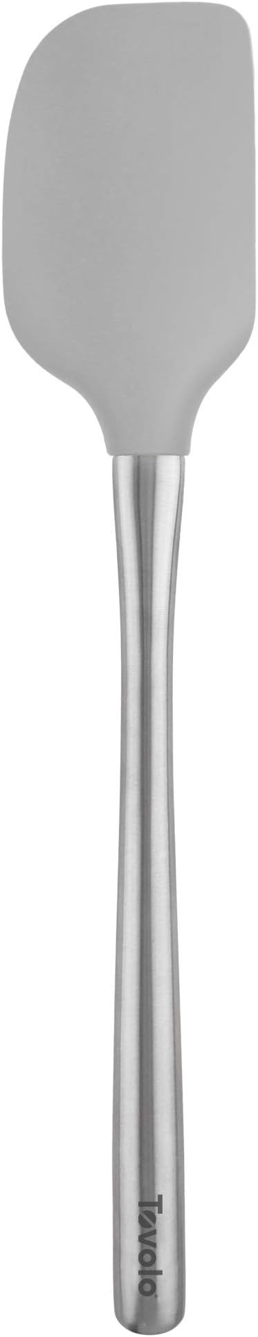 Tovolo Flex-Core Silicone Spatula Metal Handle for Scraping Bowls Mixing and Baking, Dishwasher Safe Heat Resistant Stainless Steel Silicone Spatula for Cast Iron and Nonstick Cookware, Oyster Gray