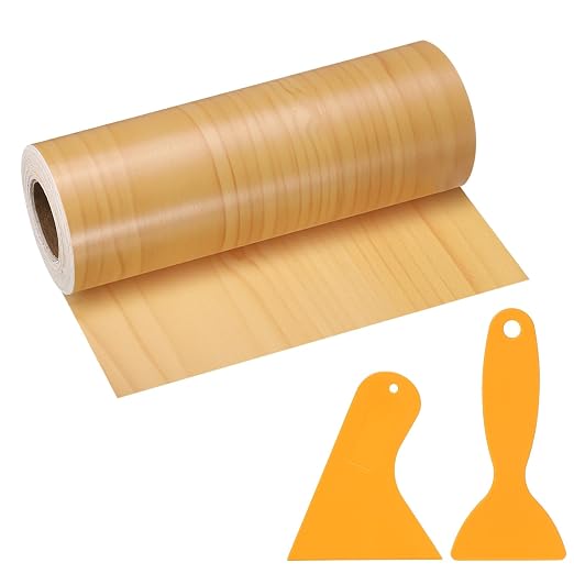 PATIKIL Wood Grain Repair Tape, 6" x 33' Self Adhesive Realistic Wood Tape with Scraper Durable Repair Patch for Furniture Floor Window Door Table DIY Home Decor, Cherry Wood