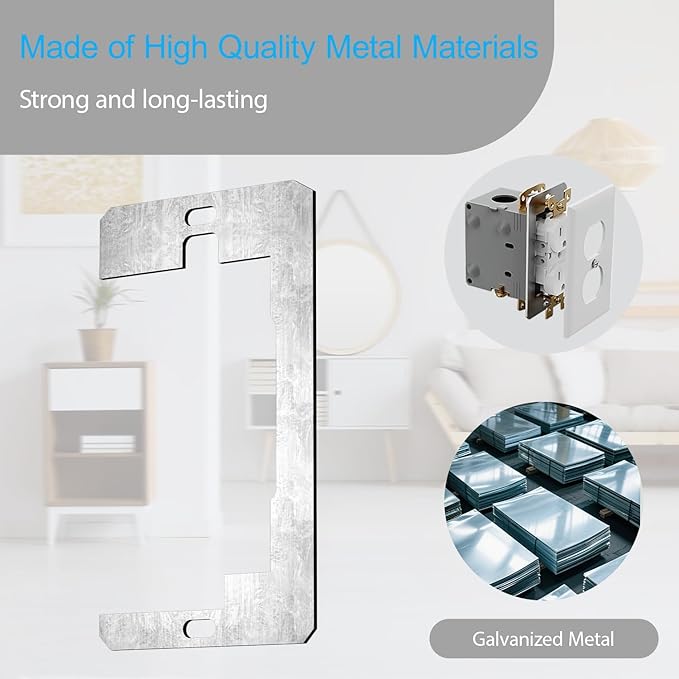 10 Pcs Outlet Spacers, Metal Wall Plate Spacer for Electrical Outlets, Flush Fit Device Leveling Plate for Receptacle Repair, Outlet-Extender Shims for Fixing Protruding Switches & Gaps