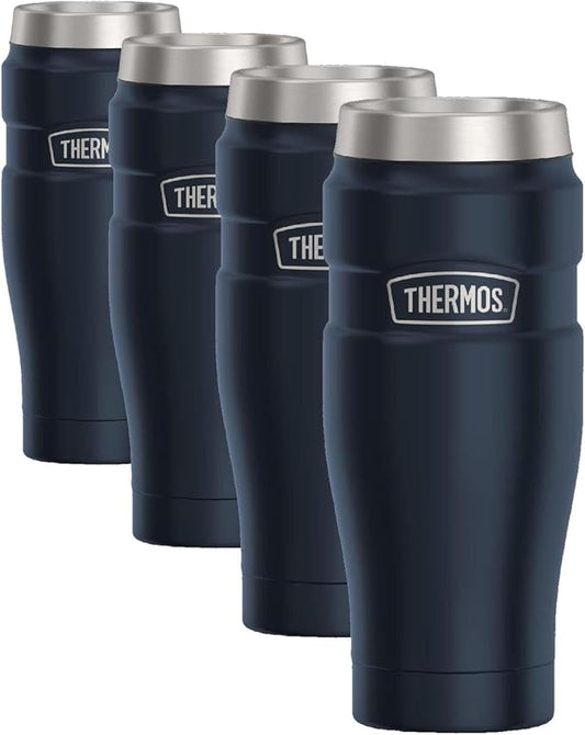 THERMOS Stainless King Travel Tumbler, 16 Ounce, Vacuum-Insulated | Midnight Blue | Pack of 4