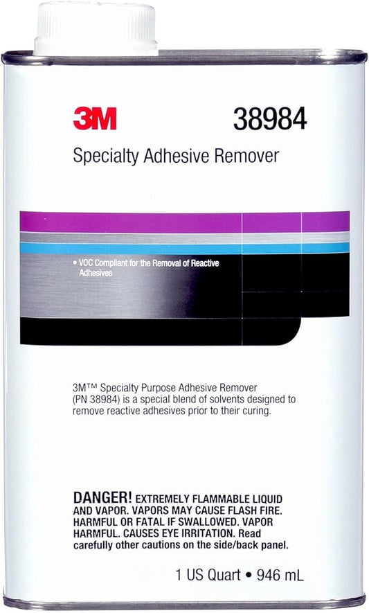 3M Specialty Adhesive Remover 38984, Transparent, Solvent Based, Easy Residue Removal, 1 quart