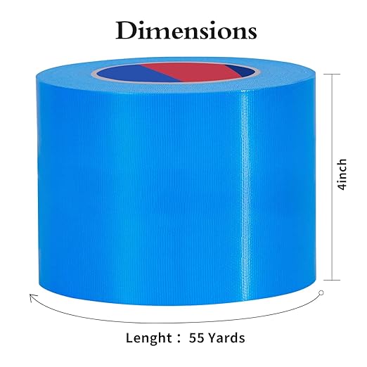 Blue Heavy Duty Duct Tape, 4 Inch x 55 Yards, Industrial Grade Waterproof & UV Resistant, Strong Adhesive for Indoor Outdoor Repairs, Crafts, Home Improvement, Moving Packing and DIY Projects