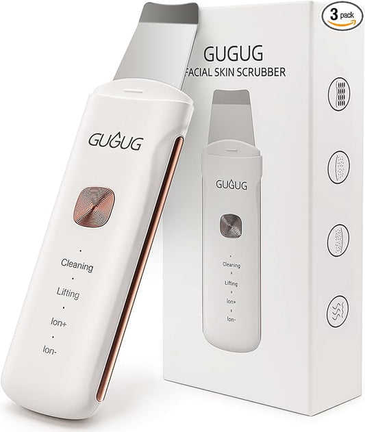 GUGUG Skin Scrubber 4-in-1 Waterproof Facial Spatula for Deep Cleansing, Blackhead Removal Tools, Pore Cleaner for Face