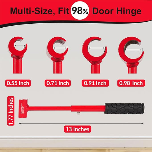 Hinge Gap Adjustment Wrench Tool Set, Upgraded 0.55-0.98 Inch Door Hinge Repair Spanner Key for Round Bolt Standard Gauge with 4-way Multi-Functional Utilities Key, Red