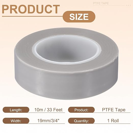 PATIKIL 3/4" x 33ft Heat Resistant Tape, High Temperature Tape PTFE Adhesive High Heat Tape Waterproof Smooth Surface for Vacuum Sealer Machine Insulation Protection, 0.18mm Thick, 1PCS