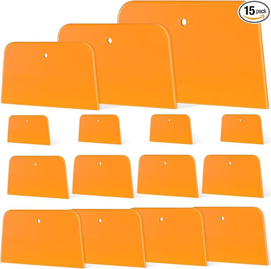 Frienda 15 Pcs Body Filler Spreaders Plastic Tools for Automotive Applying Putties Glazes Caulks and Paint (3 Sizes)