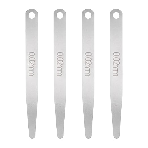 HARFINGTON 4pcs Metric Thickness Feeler Gauge 0.02mm Single Blade Oval Feeler Gauge 304 Stainless Steel Gap Measuring Tool for Repair Valve Guitar Spark Plug