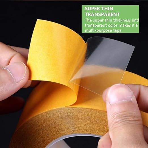 Ultra-Thin Clear Double Sided Tape 1 Inch x 82 Feet Heavy Duty Transparent Two Sided Mounting Tape for LED Strips, LCD Screen Repair, Woodworking, Crafts, Posters, Scrapbook, Clothes, Residue Free
