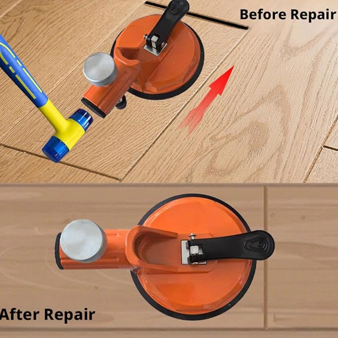 Floor Gap Fixer Tool,Laminate Flooring Tools with Enhanced Vacuum Suction Cup,Tile Countertop Installation Tool,Heavy Duty Plank Grabber for Glass Stone Slab Vinyl Flooring Gap Repair (Orange 1pcs)