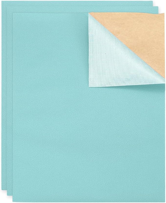 MECCANIXITY 5 Pcs Leather Repair Patch 10"x12" Self-Adhesive Leather Vinyl Repair Tape Kit for Furniture Couches Sofa Chair Car Boat Seats Jackets, Sky Blue