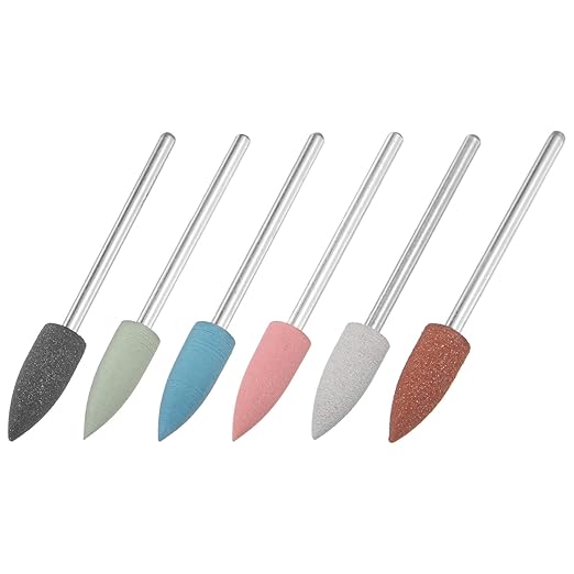 M METERXITY 1-Set Polishing Bit Buffing Wheel, 0.23 Inch(6mm) Dia Silicone Pointed Polishing Kit Sanding Bits for Jewelry/Bone Products/Jade Carvings, Rotary Tool